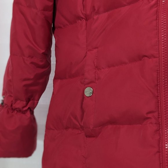 DKNY Girls' Winter Coat – Faux Fur Lined Quilted Puffer Parka Jacket SZ M Red - Picture 5 of 15